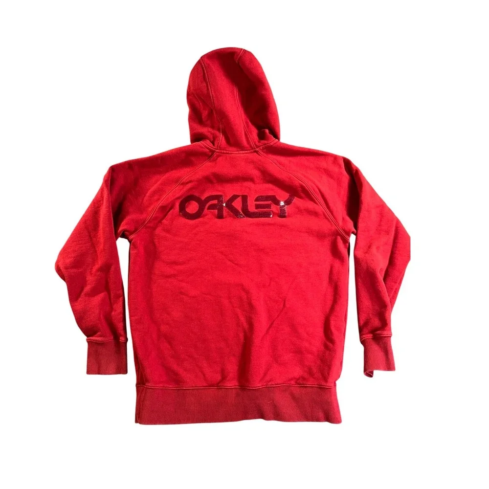 Oakley Hoodie Mens Large Red Quarter‎ Zip Custom Fit Raglan Sleeve Sweatshirt